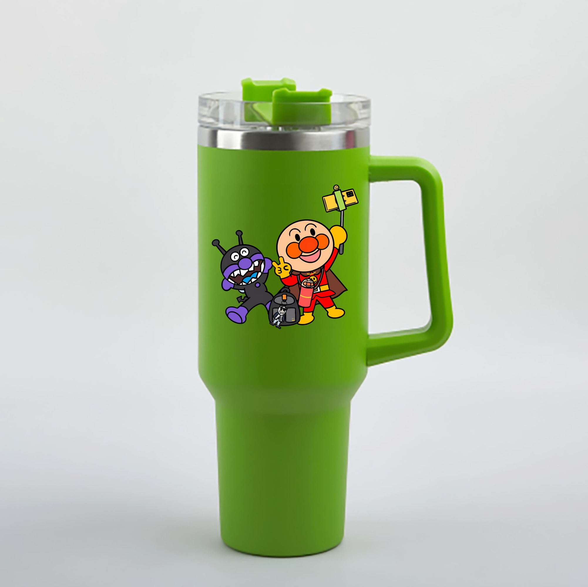 （画像用） アンパンマン Anpanman 1200mL車用タンブラー - クリスタルステッカー（プラスチックストロー付き）
